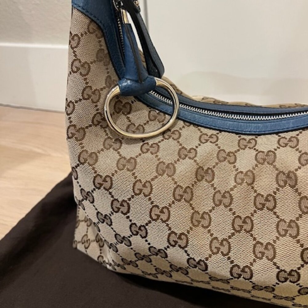 Vintage Gucci GG Canvas Hobo with Blue Leather Strap - Picture 4 of 6